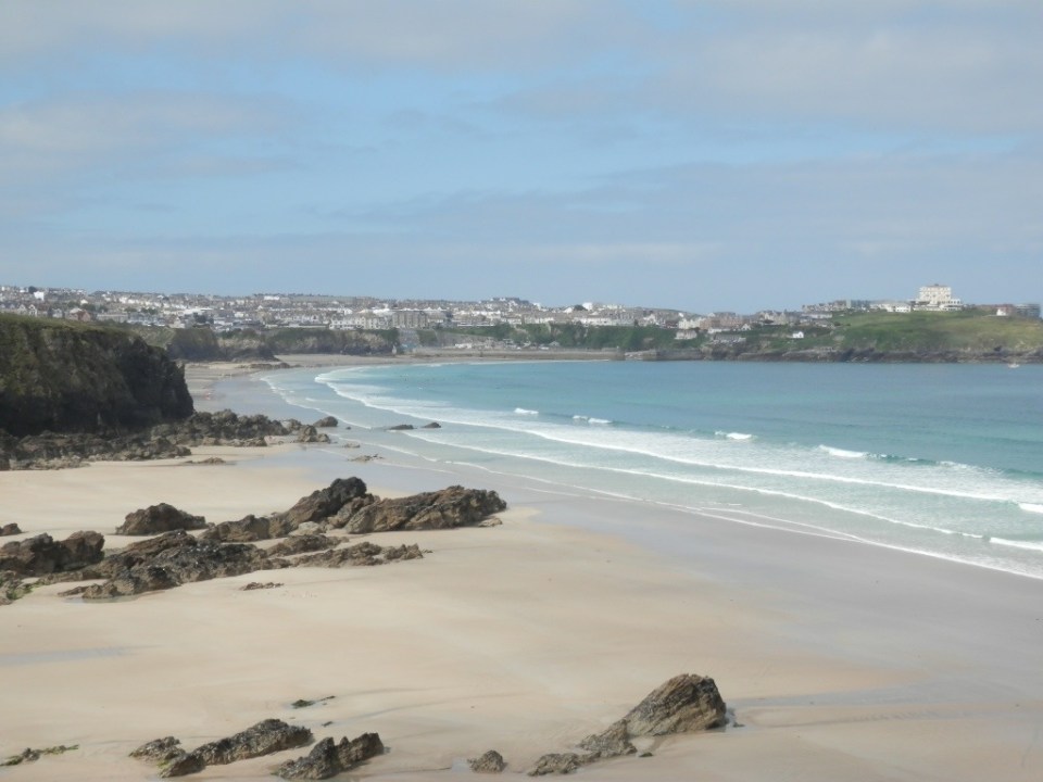 Lusty Glaze beach looking towards Newquay in Cornwall