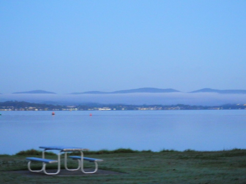 Fog hanging over the lake