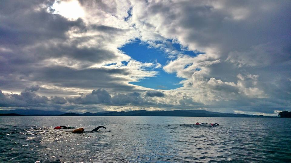 The pod of four splashing down Loch Lomond