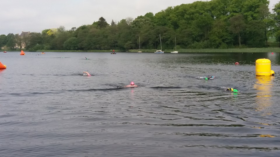 Some of the swimmers towards the finish of the event